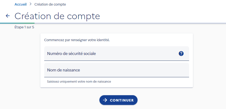 Formulaire de création de compte sur moncompteformation.gouv.fr